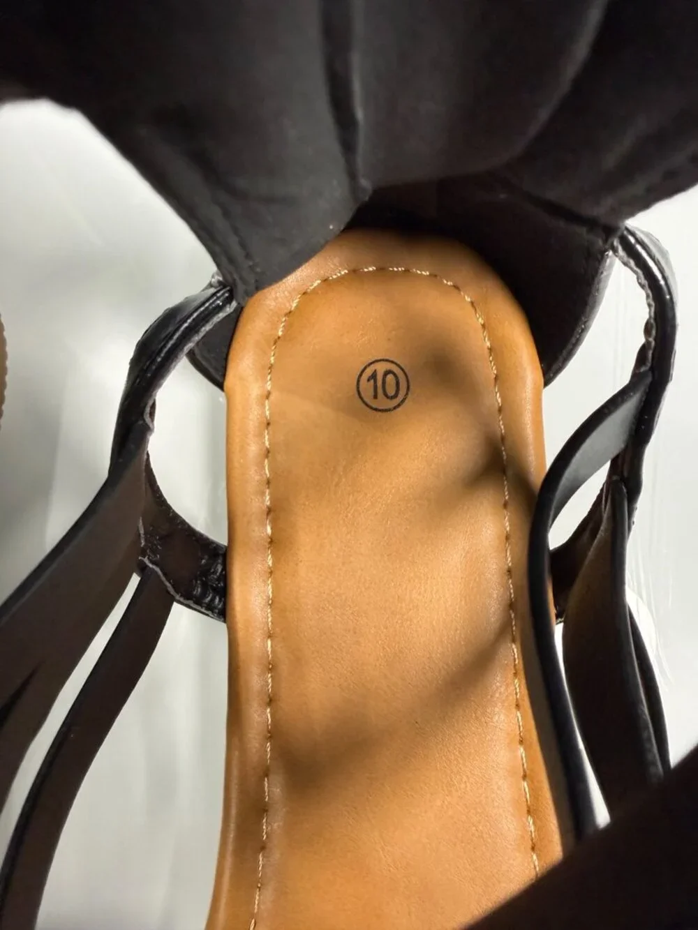 Black Gladiator Strappy Flat Sandals Ankle Zip Size 10